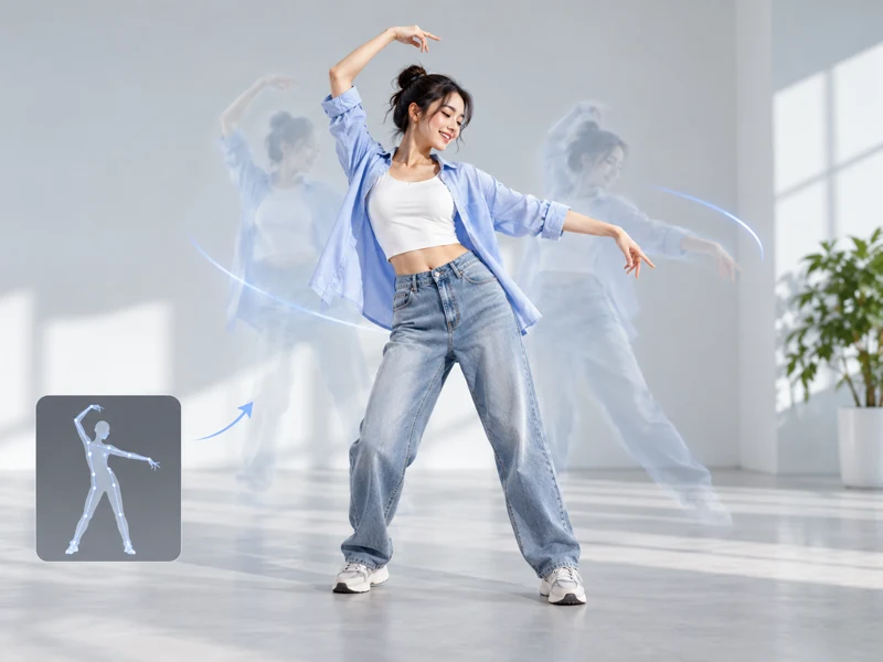 사진 속 인물에 AI 모션 컨트롤을 적용한 예시
