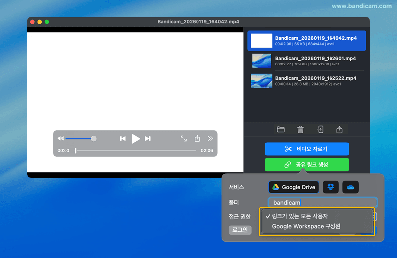 구글 드라이브 권한 선택