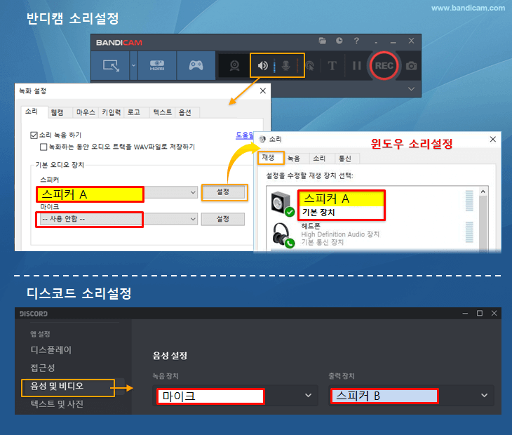 반디캠 및 디스코드 소리 설정